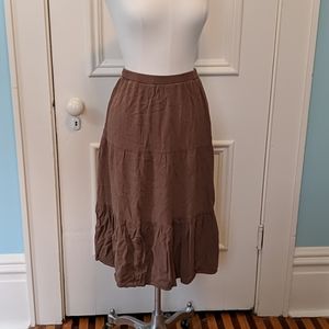 Love Blossom tiered brown midi skirt